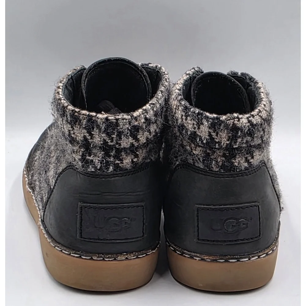 UGG Men's Black White Leather Tweed Wool Lace Up Professor Chukka Boots 9